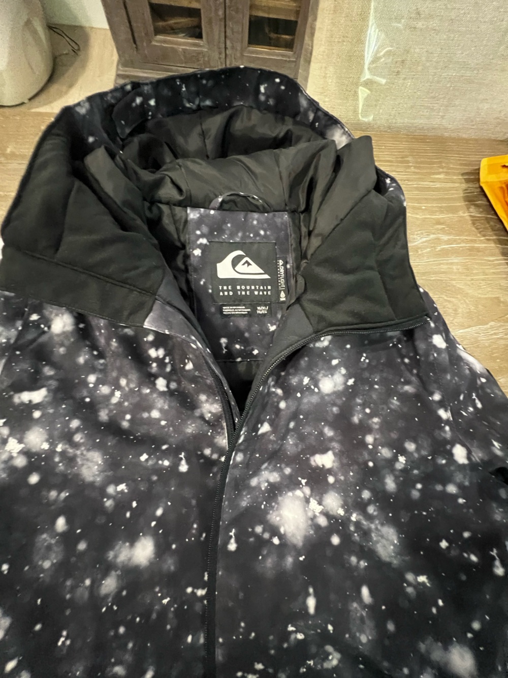 Quiksilver Black Jacket with White Speckle Print